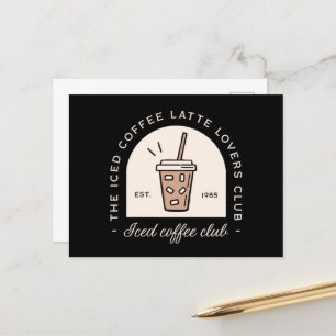 Iced coffee latte lover fancy black postcard