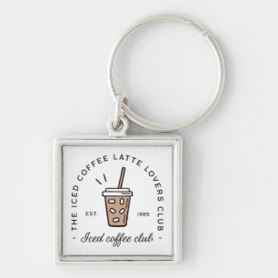 Iced coffee latte lovers club aesthetic funny key ring