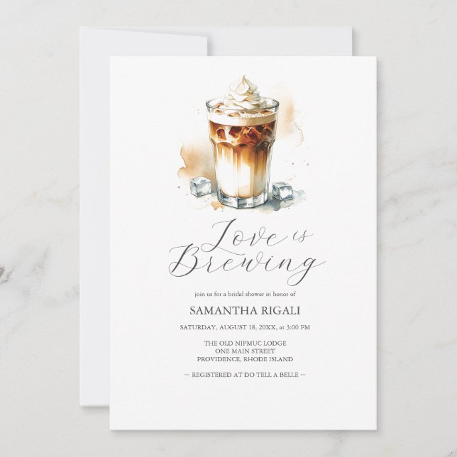 Iced Coffee Love is Brewing Bridal Shower Invitation (Front)