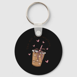 Iced Coffee Quote Saying Sarcastic Nk Girly Bow He Key Ring