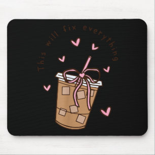 Iced Coffee Quote Saying Sarcastic Nk Girly Bow He Mouse Mat