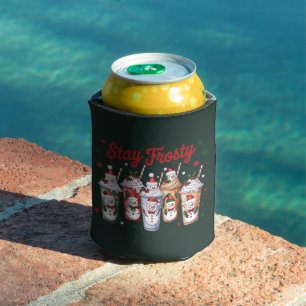 Iced Coffee Stay Frosty Christmas Snowman Xmas Can Cooler