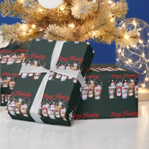 Iced Coffee Stay Frosty Christmas Snowman Xmas  Wrapping Paper