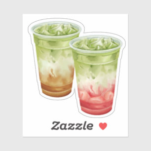 Iced Coffee & Strawberry Matcha Besties Sticker