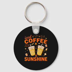 Iced coffee sunshine positive mood summer beverage key ring