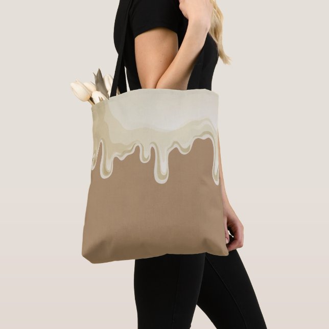 Iced Coffee with Dripping Cream Tote Bag (Close Up)