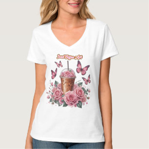 iced coffee with pink roses T-Shirt