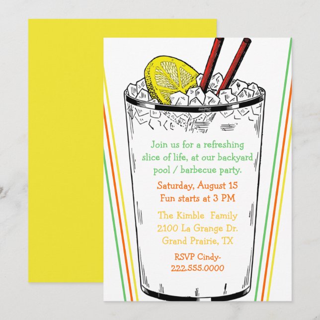 Iced Drink Casual Party Invitation (Front/Back)