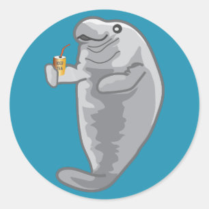 Iced Manatee - just chill Classic Round Sticker