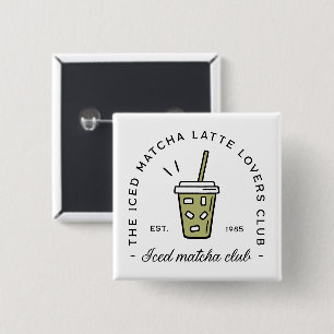 Iced matcha latte lovers club 15 cm square badge