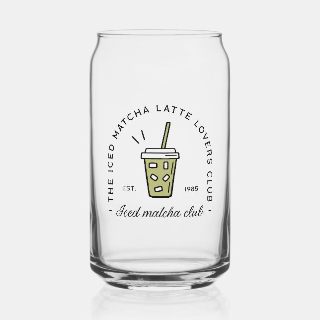 Iced matcha latte lovers club aesthetic can glass (Front)