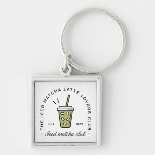 Iced matcha latte lovers club aesthetic key ring