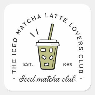 Iced matcha latte lovers club aesthetic square sticker