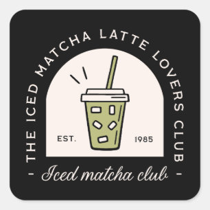 Iced matcha latte lovers club besties matching square sticker
