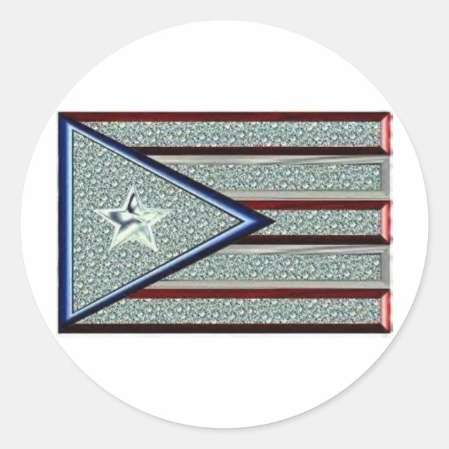 Iced Out Puerto Rican Flag Classic Round Sticker (Front)