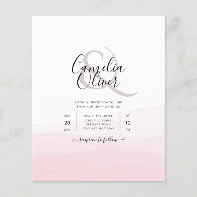 Iced Pink Ombre Wedding Invite Flyer (Front)