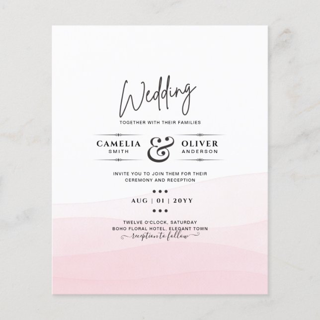 Iced Pink Ombre Wedding Invite Flyer (Front)