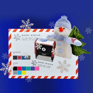Iced Snowflake Winter Holiday Return Address  Self-inking Stamp