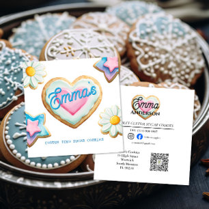 iced sugar cookie bakery logo small business square business card