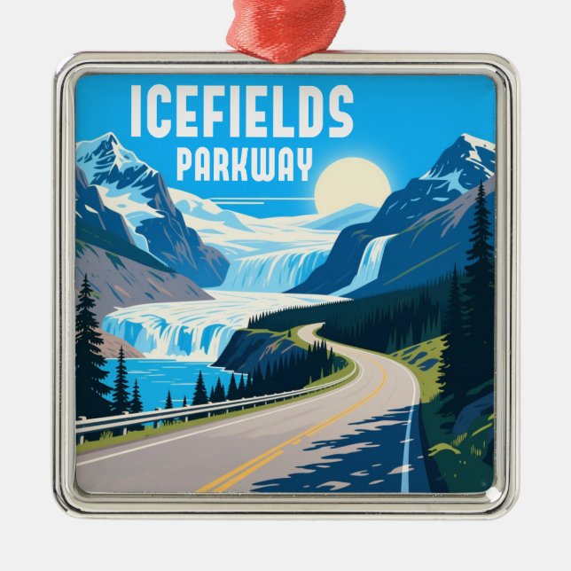 Icefields Parkway Alberta Canada Landscape Metal Tree Decoration (Front)