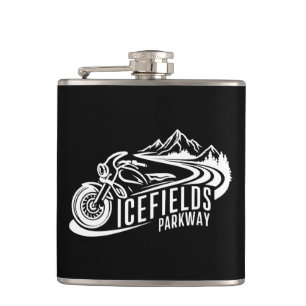 Icefields Parkway Alberta Canada Motorcycle Hip Flask