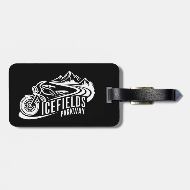 Icefields Parkway Alberta Canada Motorcycle Luggage Tag (Back Horizontal)