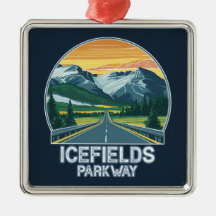 Icefields Parkway Alberta Canada Mountains Metal Tree Decoration