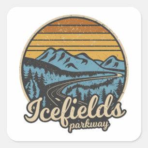 Icefields Parkway Alberta Canada Retro Square Sticker