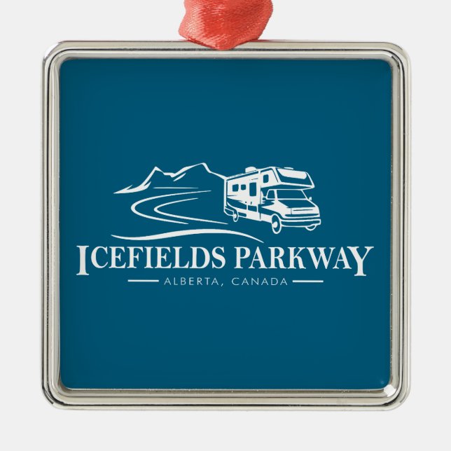 Icefields Parkway Alberta Recreational Vehicle Metal Tree Decoration (Front)