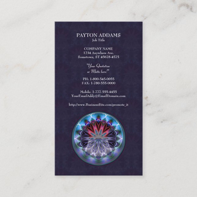 IceFire Mandala Vertical Business Card (Front)