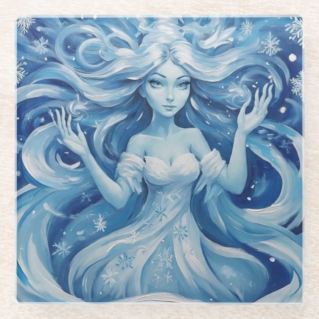 IceFrostQueen  Glass Coaster (Front)