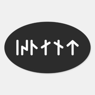 Iceland ᛁᛋᛚᛅᚾᛏ ~ Younger Futhark Runes Oval Sticker