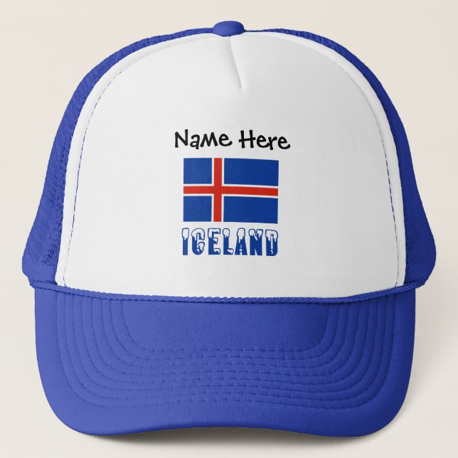 Iceland and Icelandic Flag Personalised  Trucker Hat (Front)