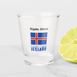 Iceland and Icelandic Flag with Your Name Shot Gla Glass