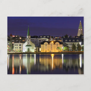 Iceland - August Midnight in Downtown Reykjavik Postcard