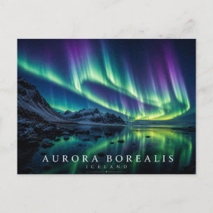 Iceland Aurora Borealis Night Sky Postcard
