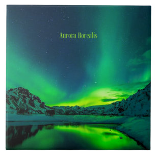 Iceland, Aurora Borealis Tile