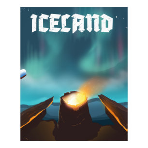 Iceland aurora borealis Travel poster