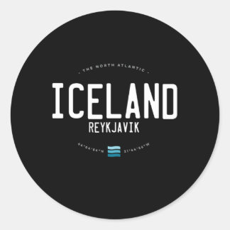 Iceland Beach Waves Classic Round Sticker