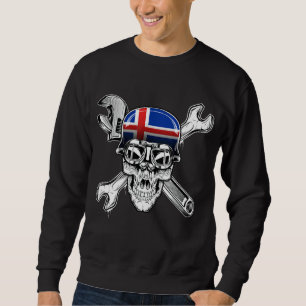 Iceland Biker Skull Motorcycle Flag Sweatshirt