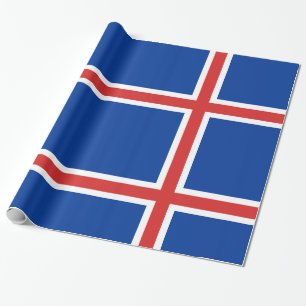 Iceland Blue with Red and white lines Wrapping Paper