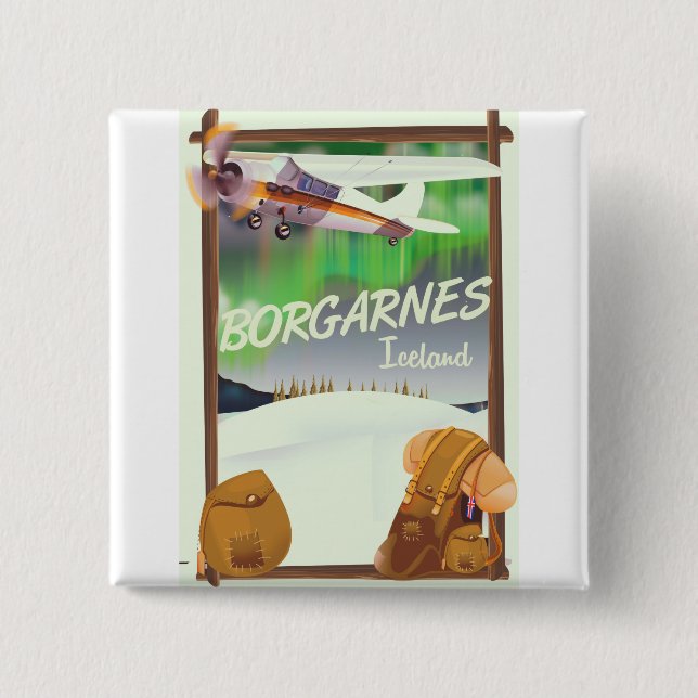 Iceland Borgarnes Flight poster 15 Cm Square Badge (Front)