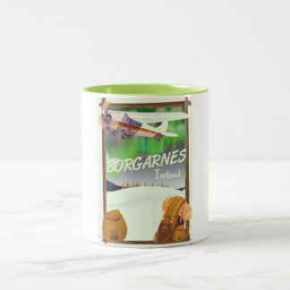 Iceland Borgarnes Flight poster Two-Tone Coffee Mug