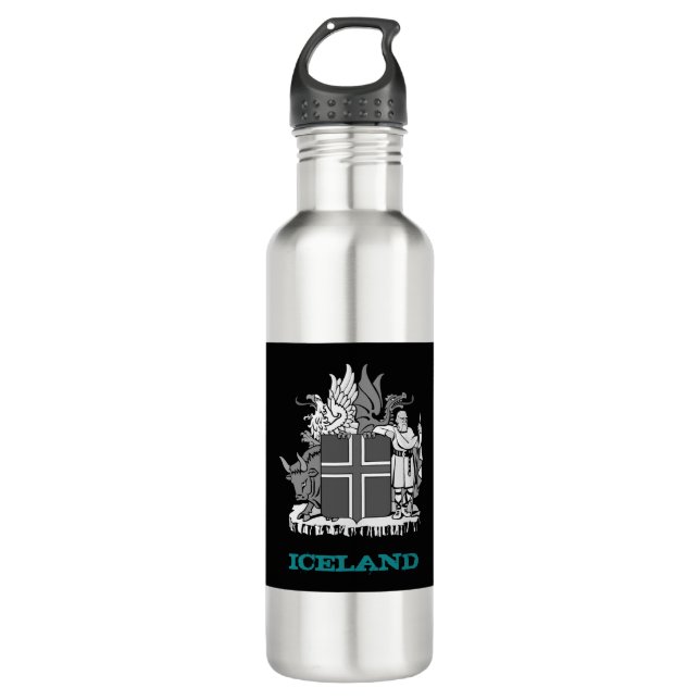 Iceland Bottle, Icelandic coat of arms / flag 710 Ml Water Bottle (Front)