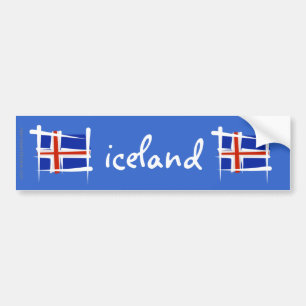 Iceland Brush Flag Bumper Sticker