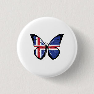 Iceland Butterfly Flag 3 Cm Round Badge