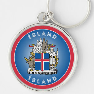 Iceland Coat of Arms Circle Shape Key Ring