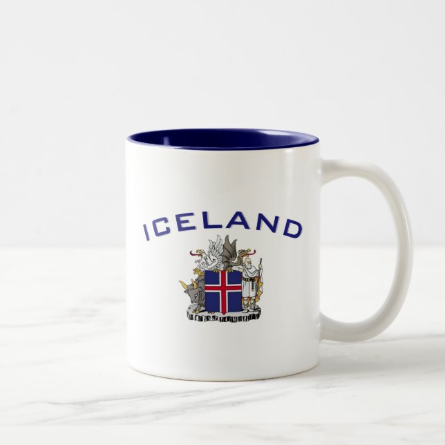Iceland Coat of Arms Two-Tone Coffee Mug (Right)