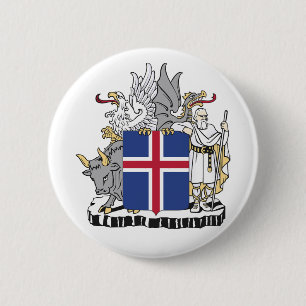 Iceland country coat arms symbol emblem flag 6 cm round badge