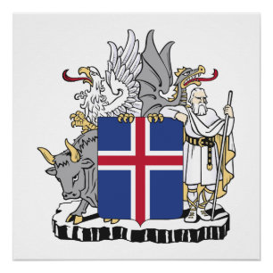 Iceland country coat arms symbol emblem flag poster